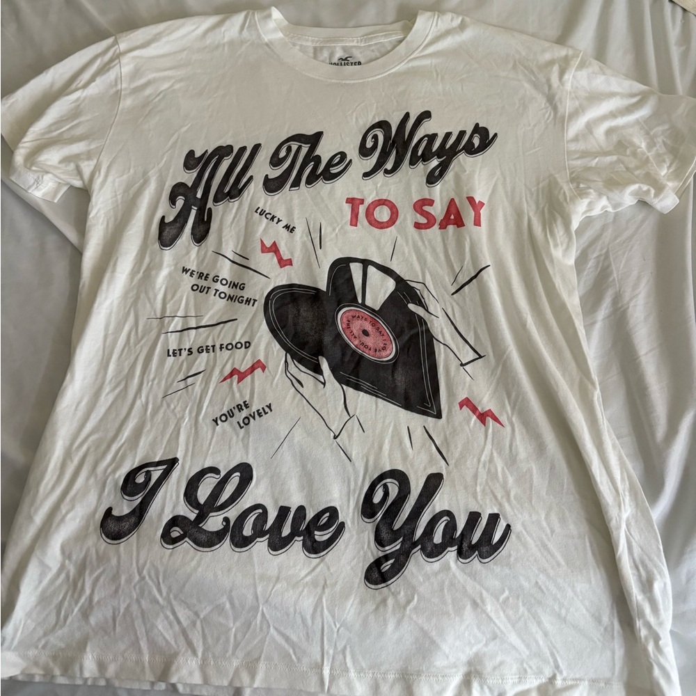 Oversized Hollister White Graphic T-Shirt